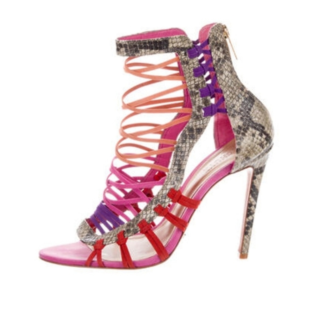 Schutz Snake Print Multi Colored Stilletto Heels Sandals Size 9
